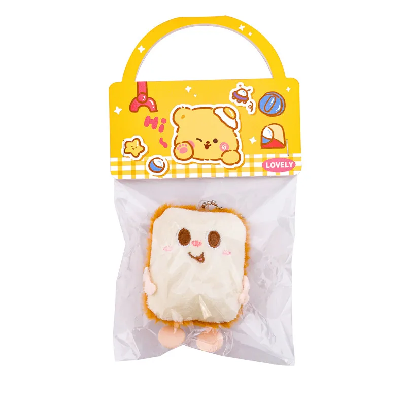 Schattige pluche eten en spelen hanger cartoon meisje hart veelzijdige decoratieve hanger simulatie toast hamburger pop klein geschenk