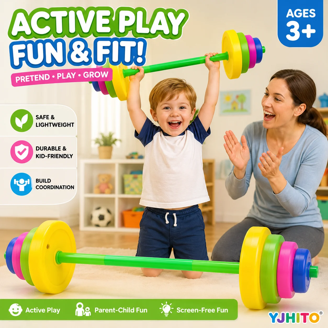 Set di Manubri Giocattolo per Bambini, Attrezzatura Sportiva Leggera per Esercizi e Fitness Prescolare