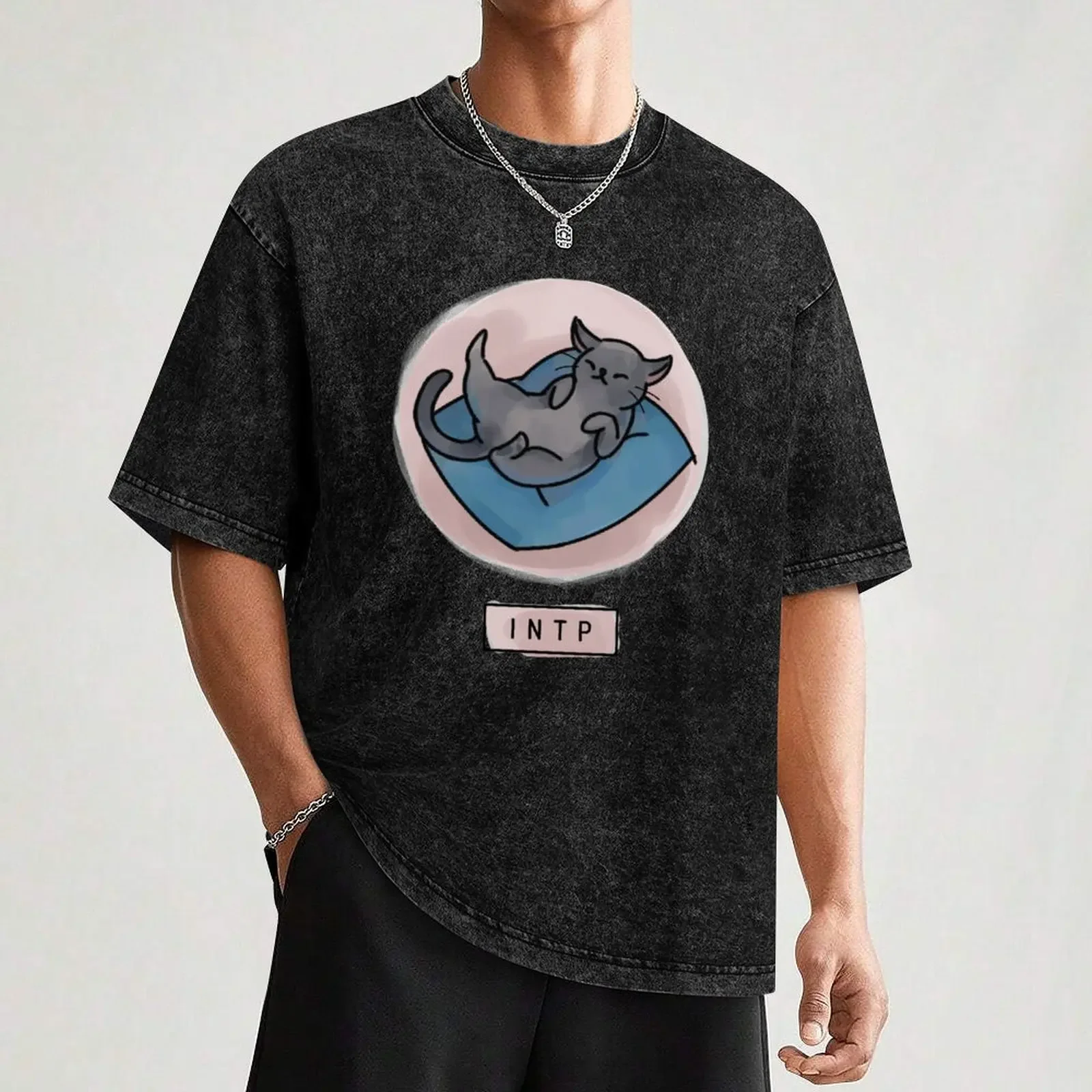 MBTI Cats: INTP تي شيرت ملابس جمالية ملابس فاخرة لابوبو للأولاد تي شيرت أبيض للرجال