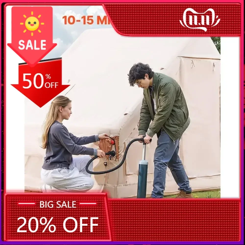 

Бестселлер: портативная надувная палатка для кемпинга на 4 сезона с ручным насосом, отверстием для печи, сетчатыми окнами и сумкой для хранения