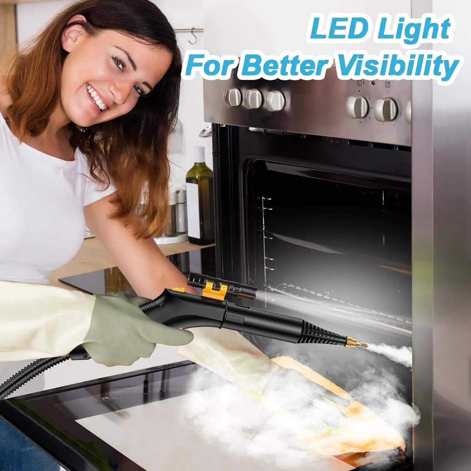 Limpador a vapor com controle de gatilho, vaporizador portátil de alta pressão para limpeza de banheiro, cozinha, carro, móveis, rejunte, multi-s