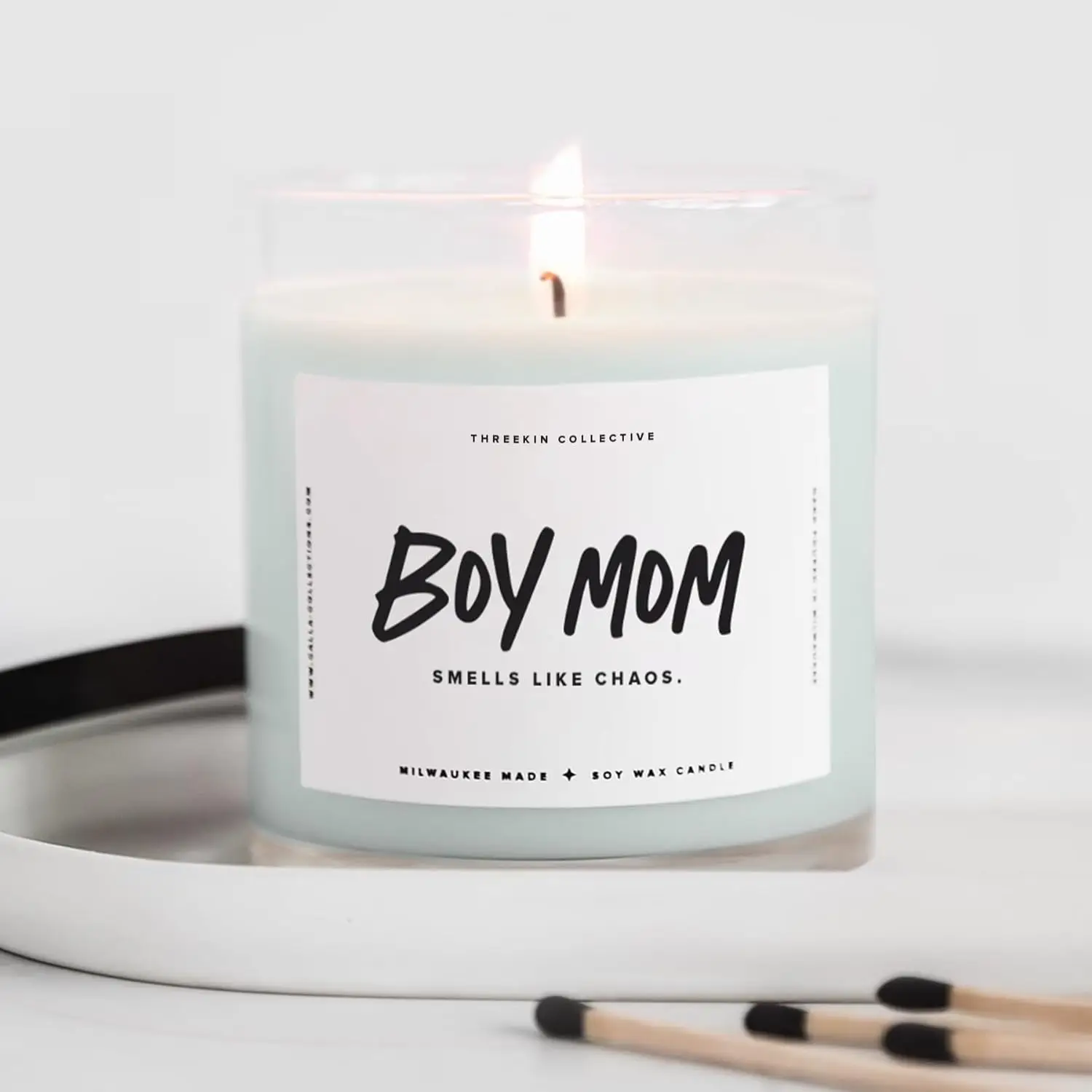 Vela Aromática para Mamá de Niño, Vela para el Hogar de Cera de Soja Natural con Aceite Esencial de Madera Flotante, Larga Duración de 75 Horas