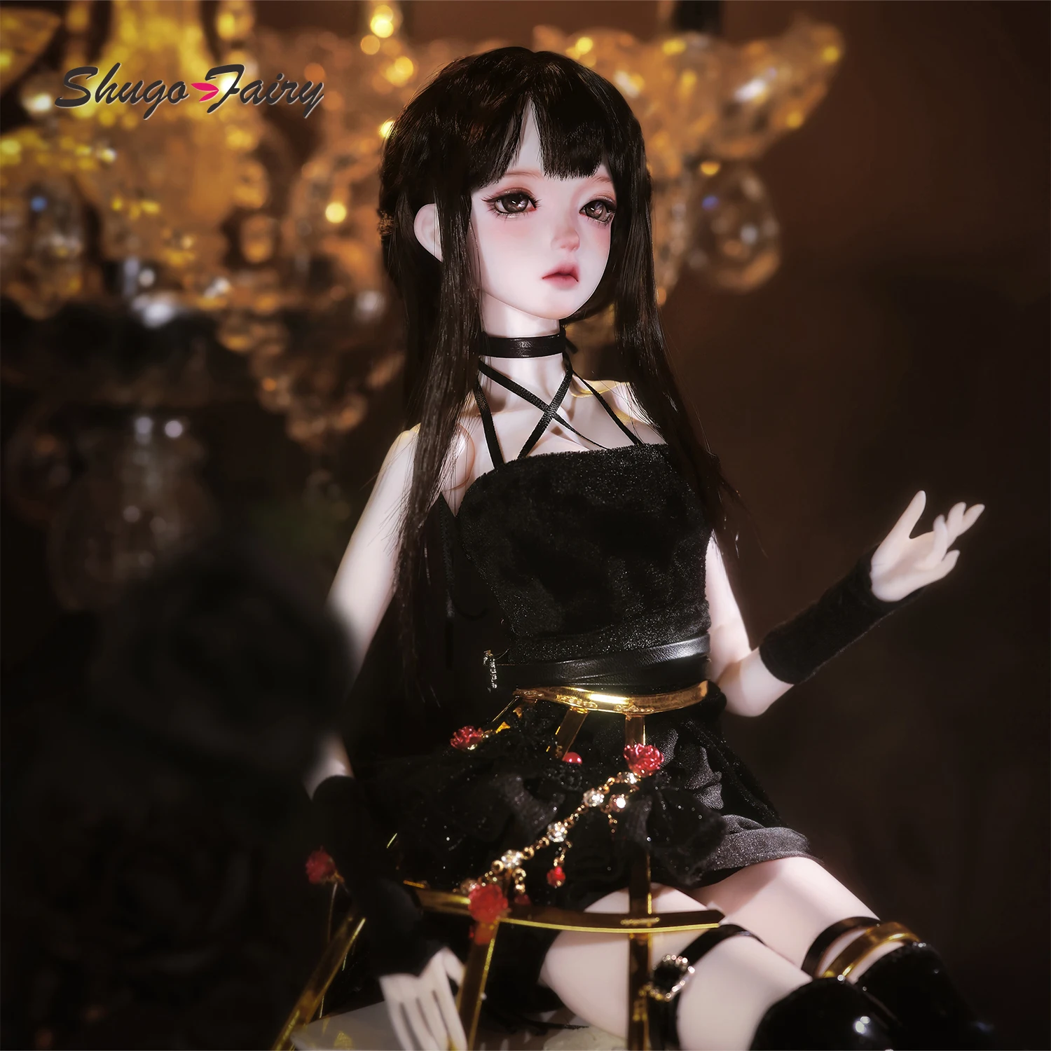 دمية BJD 1/4 Sylvi مجموعة كاملة على الطراز القوطي Hitman Spy Assassin أنيمي الشكل الأصلي مع الزي شعر مستعار الملابس تنورة Shuga الجنية