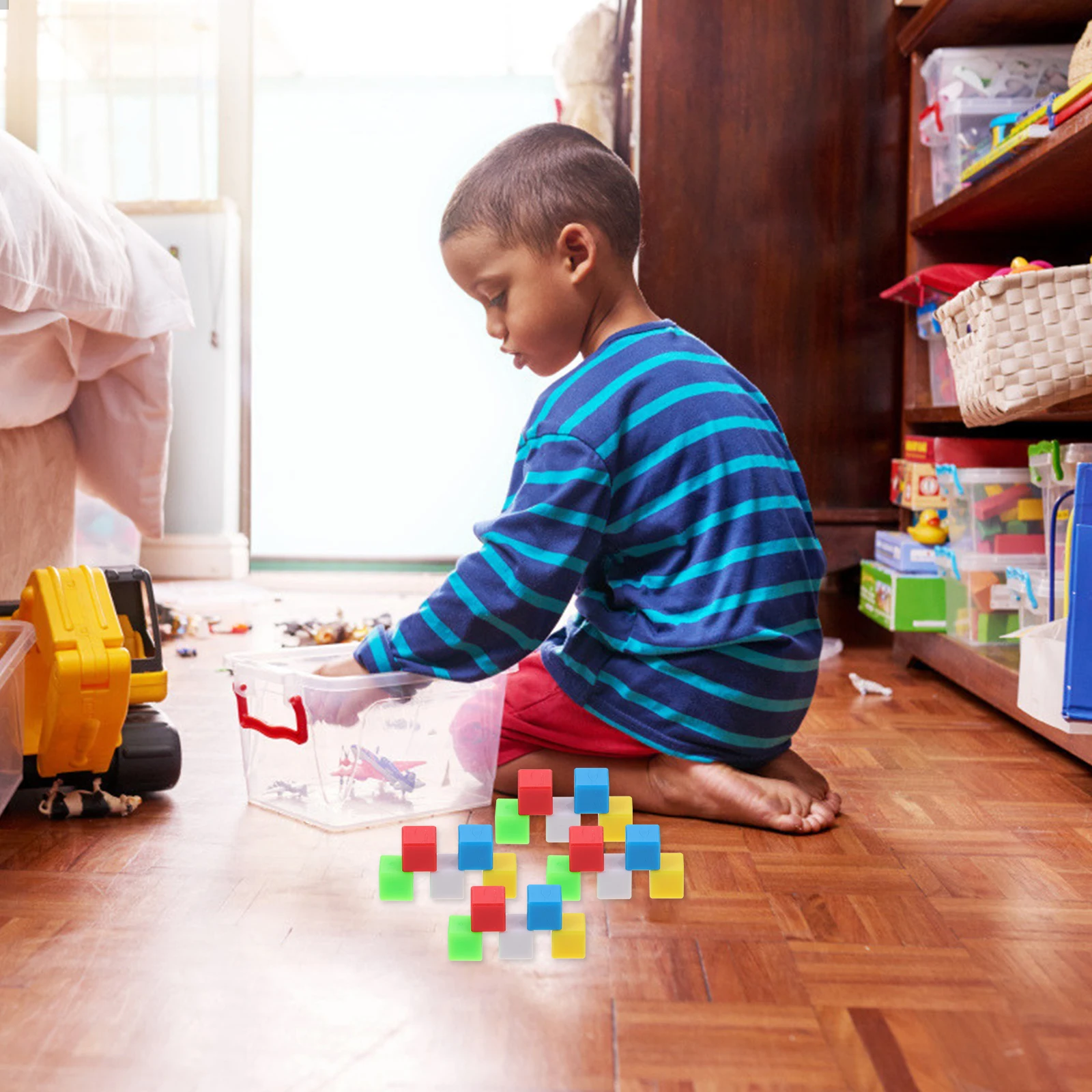 

200 Pcs Mathematical Geometry Teaching Aids Supplies Cube Blocks Bricks Toys Sensory for Kids Practical Cubes Plastic Craft
