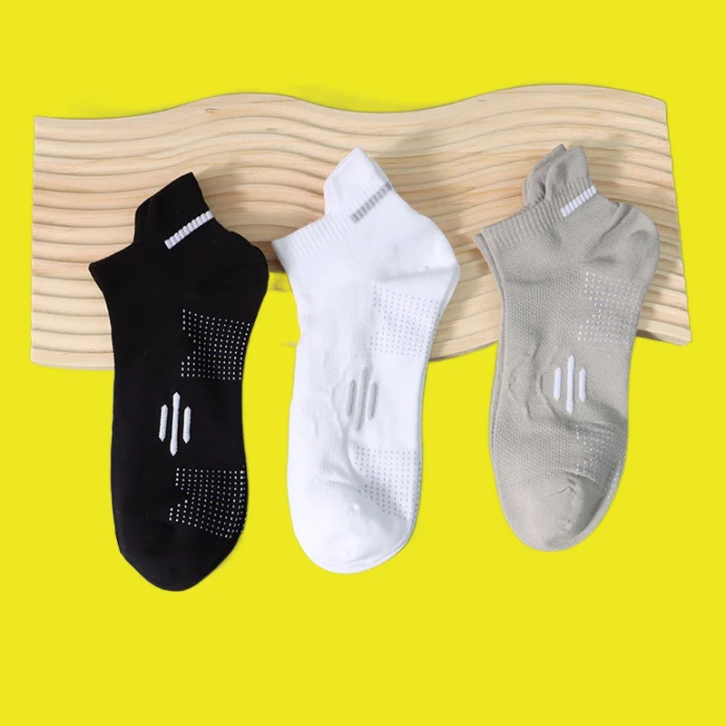 3/6 Pairs Men Socks Summer Thin Sweat-absorbent Solid Color Cotton Socks Short-tube Breathable Non-slip No-fall Heel Boat Socks