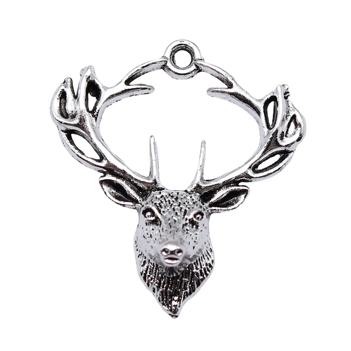 WYSIWYG 10pcs 28x26mm Antique Silver Color Deer Head Charms Pendant For DIY Jewelry Making Handmade Jewelry Craft Findings