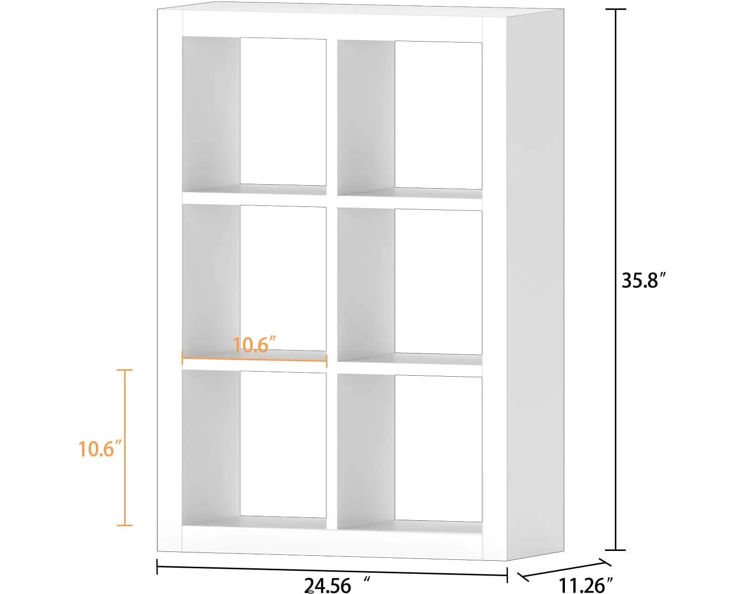 6-Cube Storage Organizer 2-Pack Modern Wood Open Shelf for Living Room Bedroom Office White, Customized