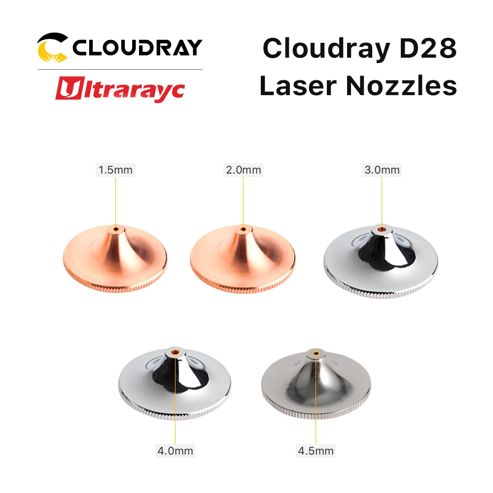 Ultrarayc Laser Đầu Phun Đơn Đôi Chrome Mạ Lớp D28 Cỡ Nòng 0.8-4.0Mm Cho Sợi Cắt Đầu Kim Loại conusmables