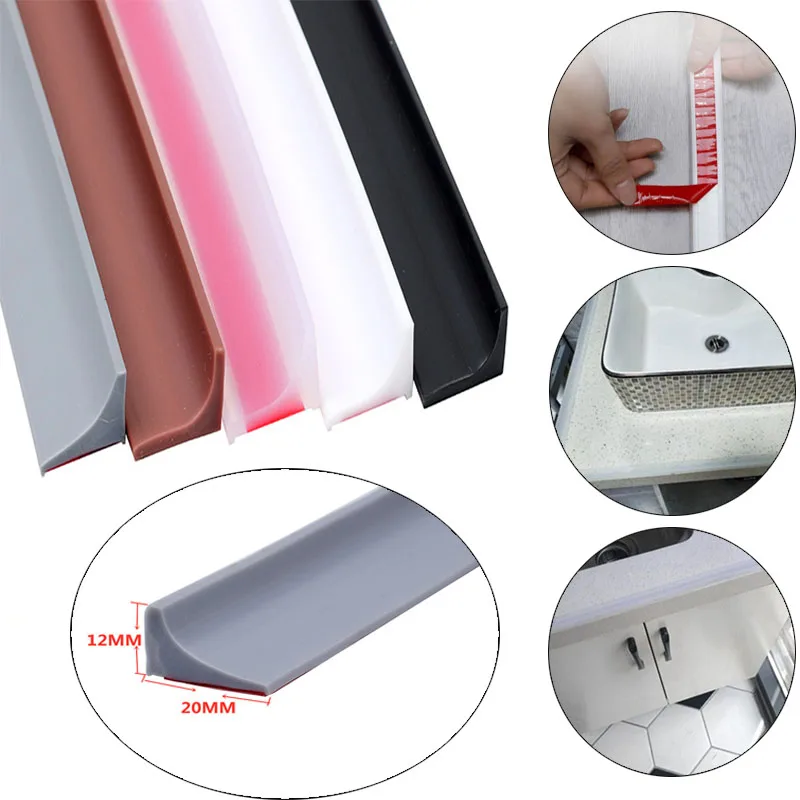 5M Silicone Water Stopper Strip Bendable Kitchen Countertop Retaining Bathroom shower dam flood Barrier Dry and Wet Separation