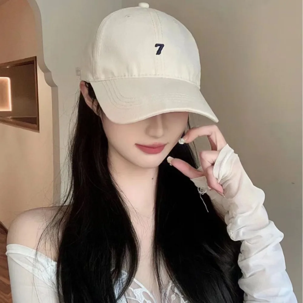 

All Match Korean Style Baseball Cap Sunscreen Hip-hop Embroidered 7 Cap Cotton Casual Cotton Peaked Hat Girls