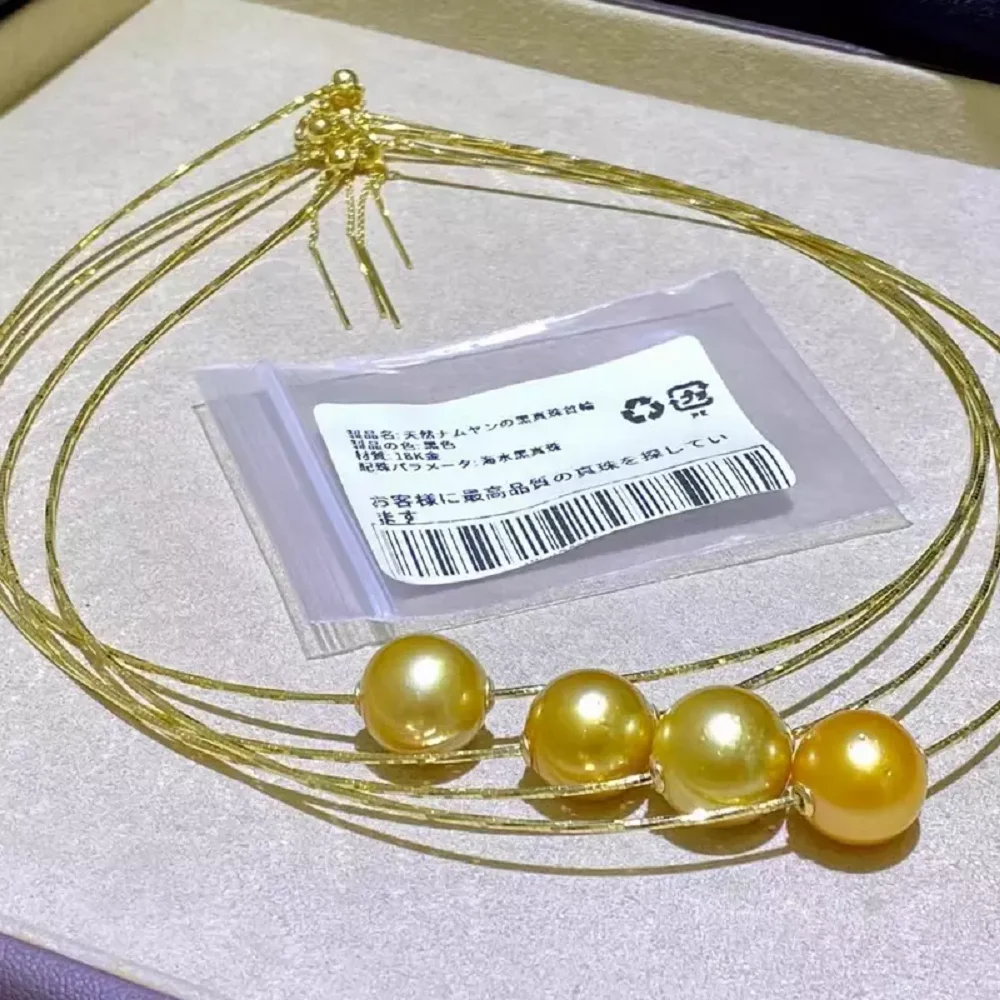 

Hot selling 1 necklace AAAAA 10-11mm 11-12mm South Sea round gold pearl necklace 18 inch 925S