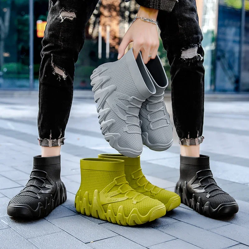 Ankle Boot Waterproof Men Rubber Shoes Work and Safety Galoshes Husband Fishing Man Water Boots PVC Rainshoes Non Slip Footwear