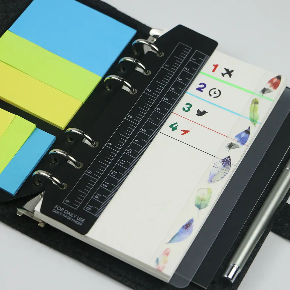 3Pcs PVC Separator Ruler Clear Thin Page Marker for Binder Notebooks School Office Finder A5 A6 A7 Sizes