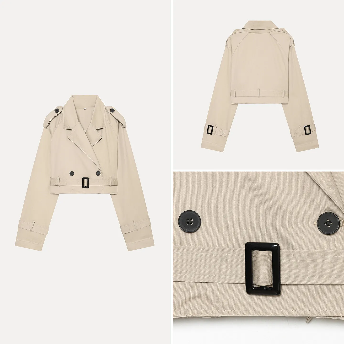 Fashionable Short Style Women's Coat 2026 Summer New Arrival Long Sleeve Belted Waist Design Elegant Atmosphere Outerwear
