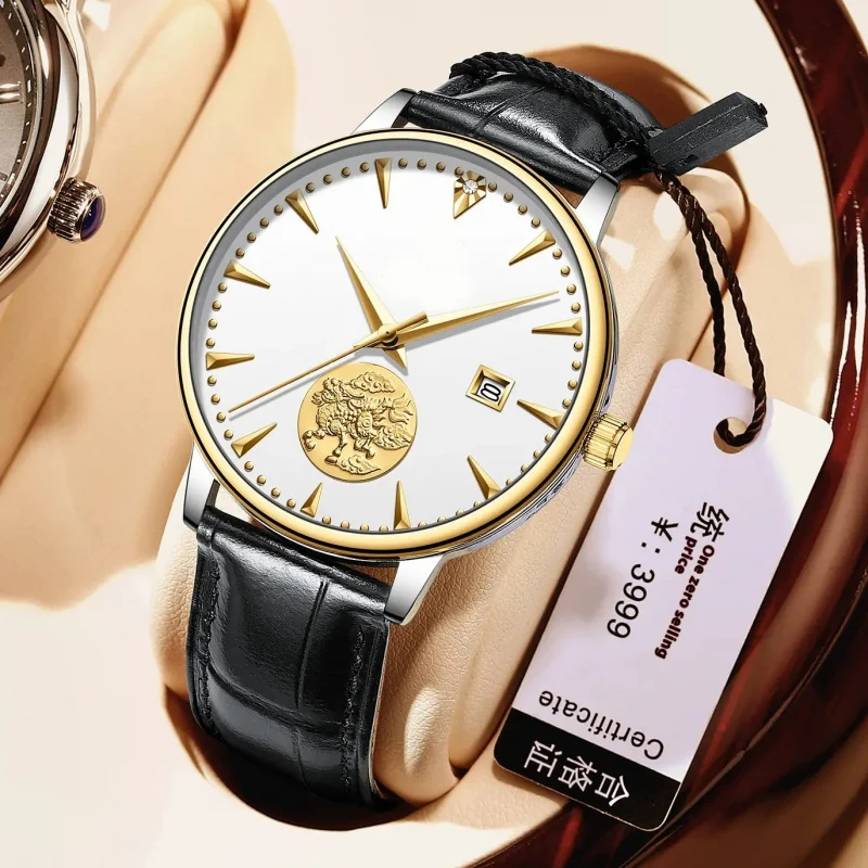 Men Classic Luxury Watch Genuine Leather Waterproof Machine Watch Fashion Sapphire Crystal Automatic Watch