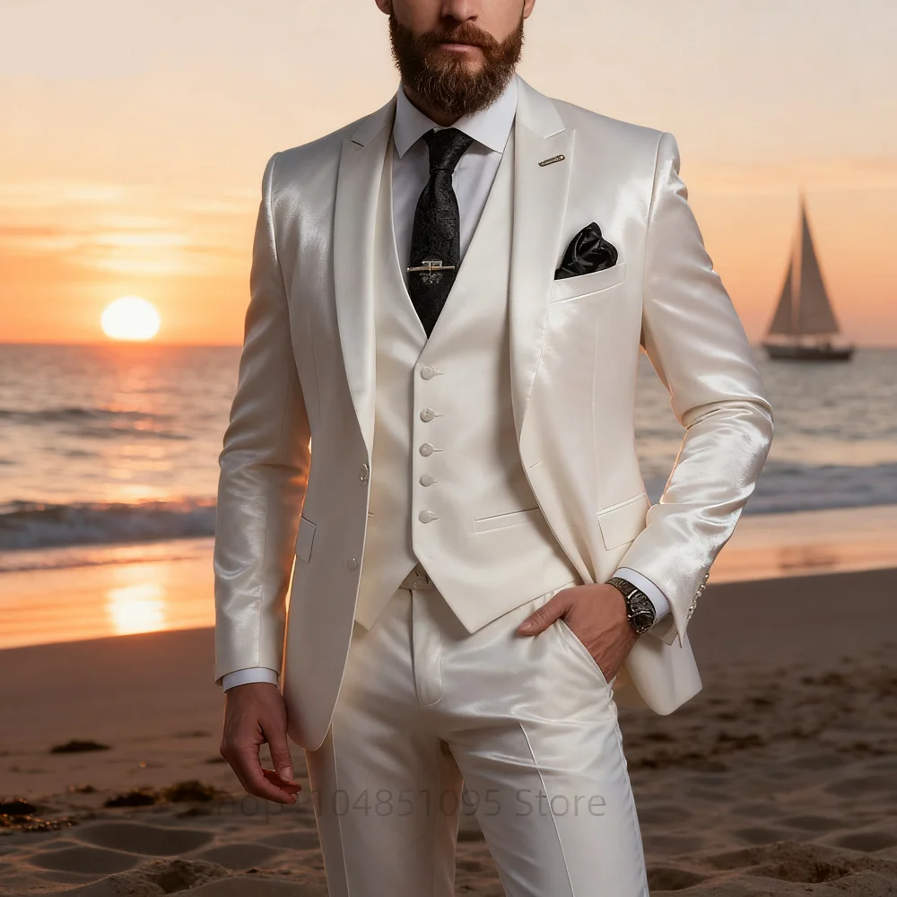 الكلاسيكية سليم صالح الزفاف البدلات الرسمية 3 قطعة مجموعة لرفقاء العريس والذكور بدلة عمل رسمية مع سترة سترة السراويل #1