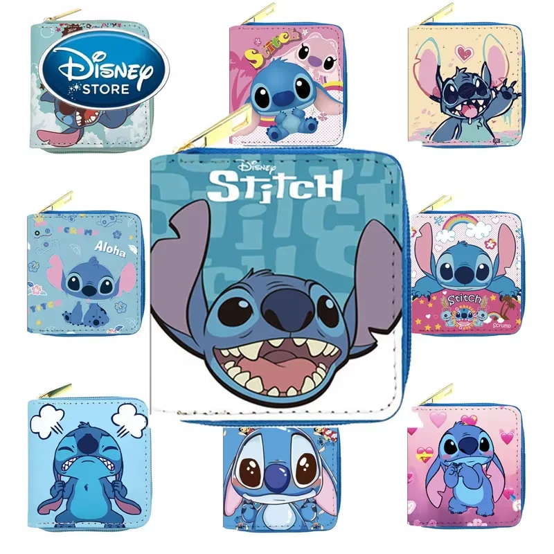 

Disney Lilo & Stitch Woman Coin Bag PU Fashion Cute Stitch Wallet Coin Purse Credit Card Holder Lady Mini Short Wallet