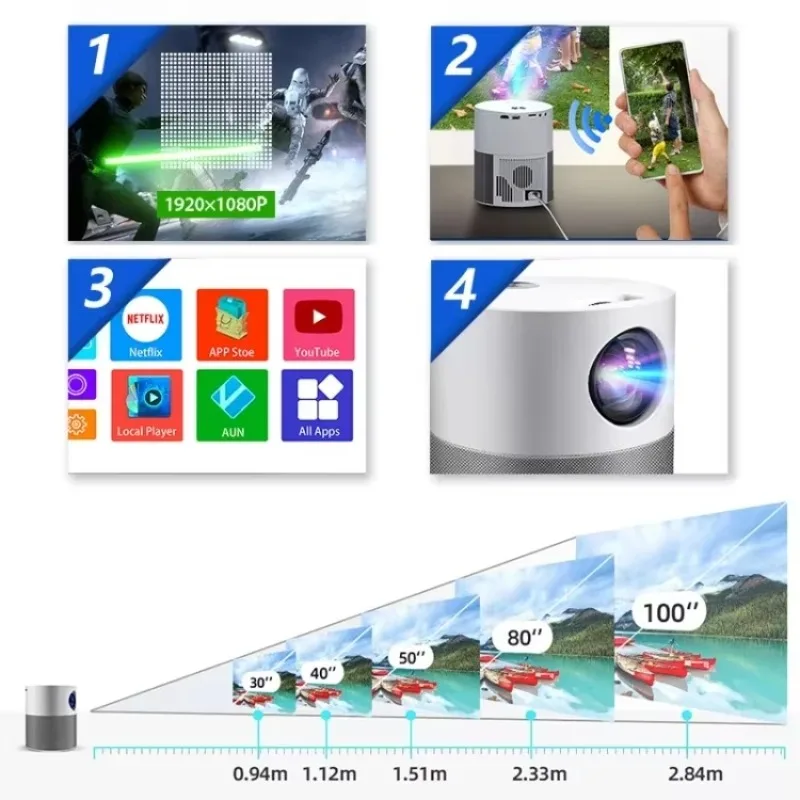 

NEW In Stock AUN ET40 3D Smart Full HD 4K Portable Android LED High Lumens Projector Mini DLP 1080P WIFI Home Theater Business