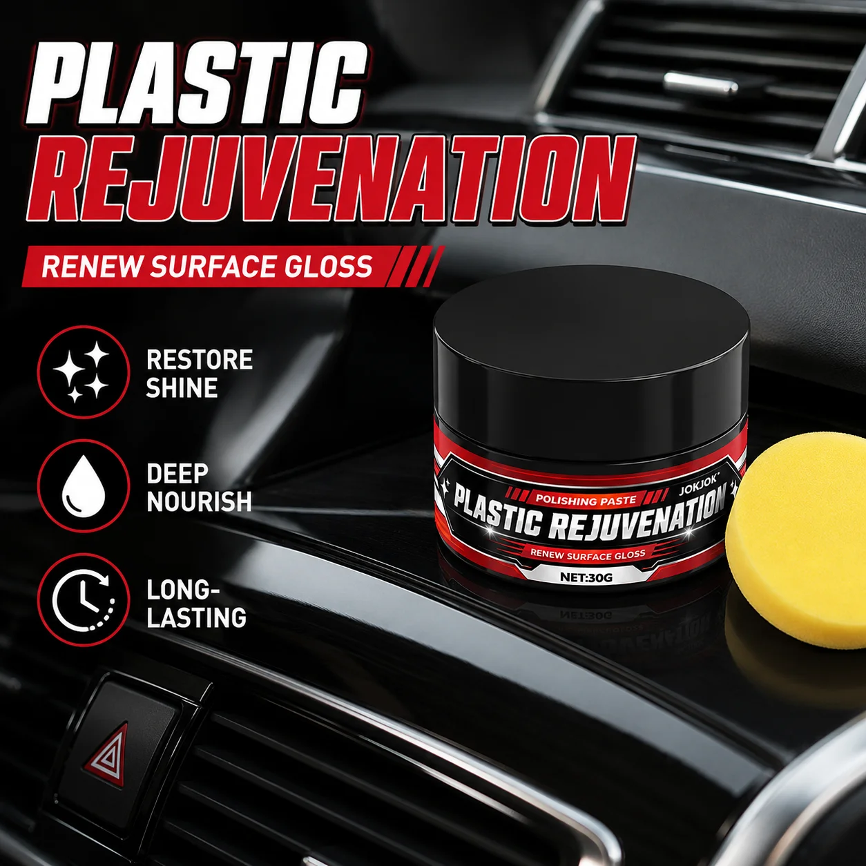 Trim Restorer Plastic - Zwarte kunststof leerverf pasta restaurateur, verbleekte