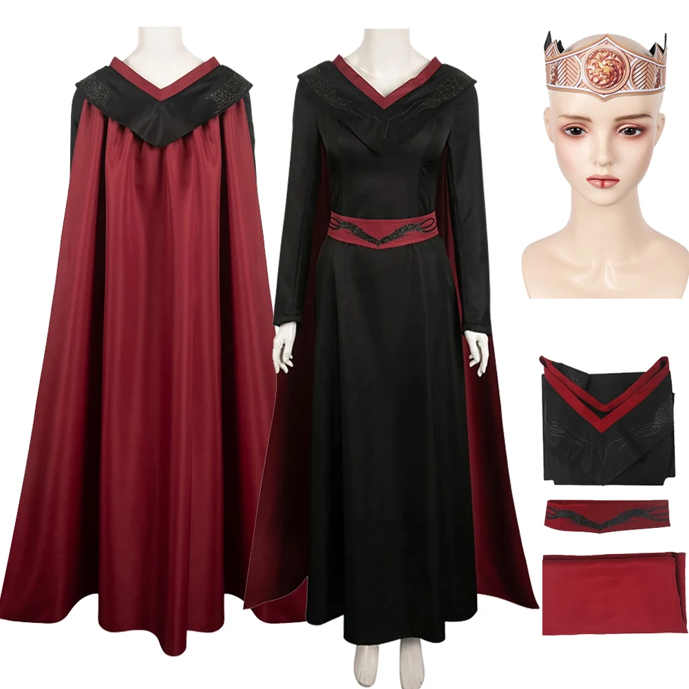 Drgon Rhaenys Cosplay Fantasia Costume The Dragon Season 2 Cosplay Dress Disguise For Women Adult Robe Halloween Carnival Suit