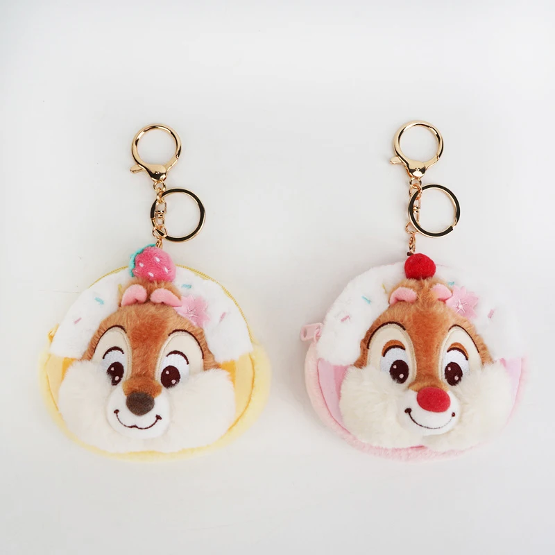 디즈니 칩 데일 플러시 장난감 플러시 동전 지갑, 만화 인형 키체인, 키 가방 참, 생일/크리스마스 선물