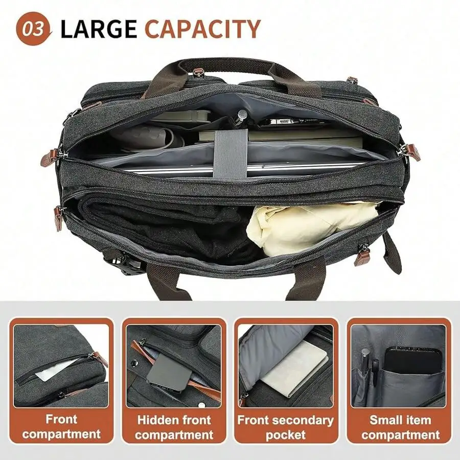 

Canvas Laptop Backpack For Men With Large Capacity And Multiple Compartments