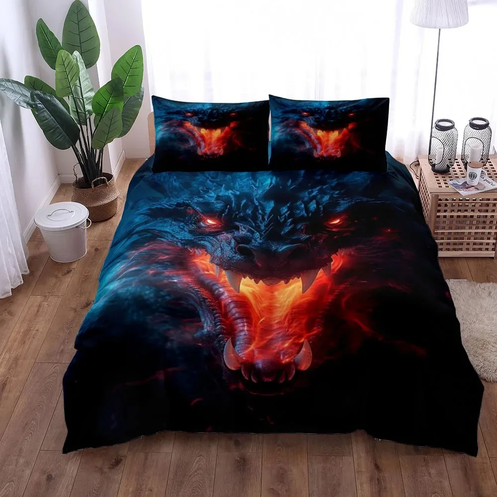

3pcs Chinese Loong Dragon 3D Printed Bedding Set Cozy Soft Set Duvet Cover King Queen Twin Size Birthday Gift Bedroom Decoration
