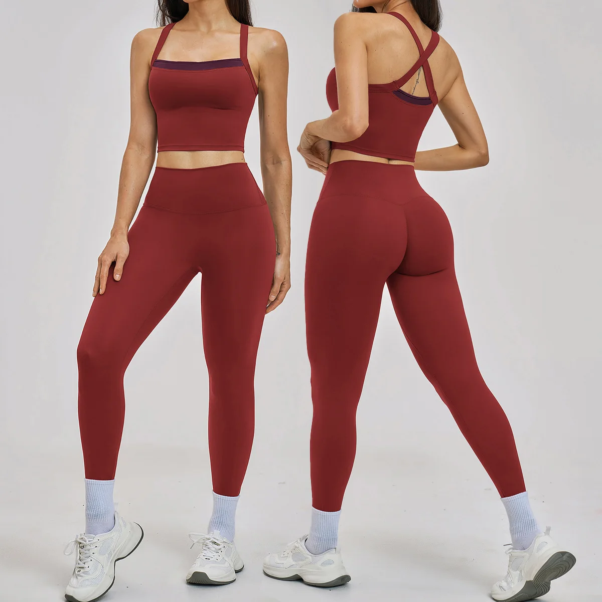 Yoga Set 2PCS Sports Suit Women Gym Set Women Nude Feel Fitness Tracksuit Workout Female Sportswear Quick-Drying Yoga Clothing
