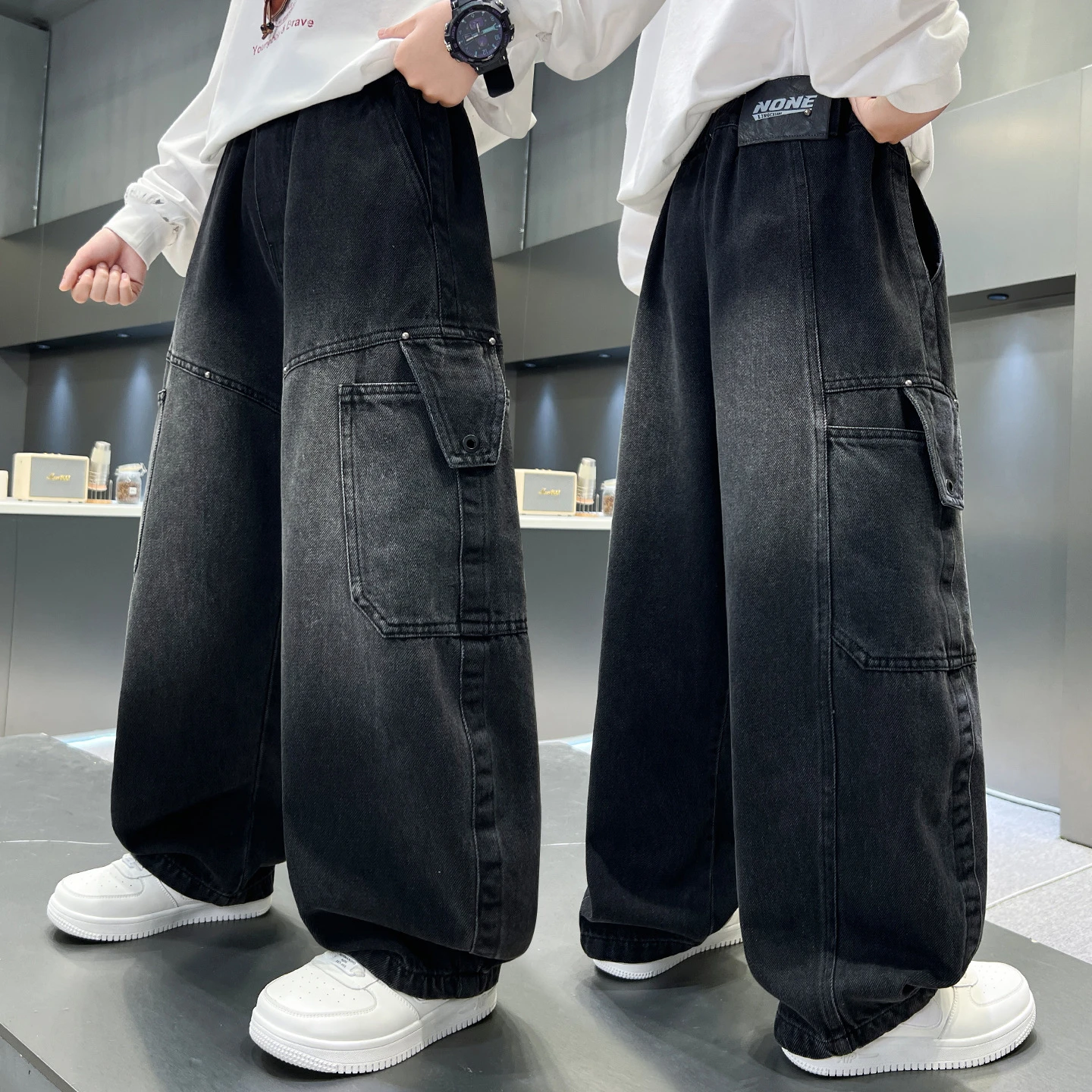 Teen Boys Cargo Pants Loose Casual Fashion Children Trousers Pockets Design Trendy Cool Streetwear Kids Pants 6 8 10 12 14 Years