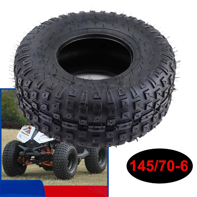 6 Inch ATV Tubeless Tire 145/70-6 Four Wheel Vehcile for 50cc 70 90 110cc 125cc Go Kart Kids Quad Dirt Bike Buggy