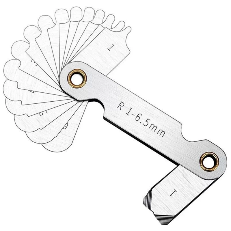 2pcs R1-6.5mm Radius Gauge Alloy Steel Radius Fillet Gauge Portable Measuring Tool