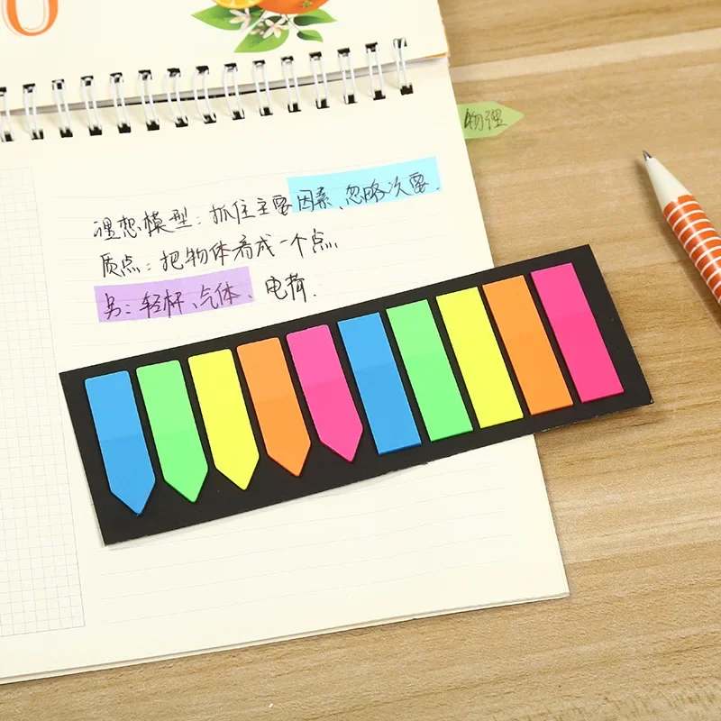 200 Sheets Fluorescence Self Adhesive Memo Pad Sticky Notes Bookmark Marker Memo Sticker Paper Student office Supplies