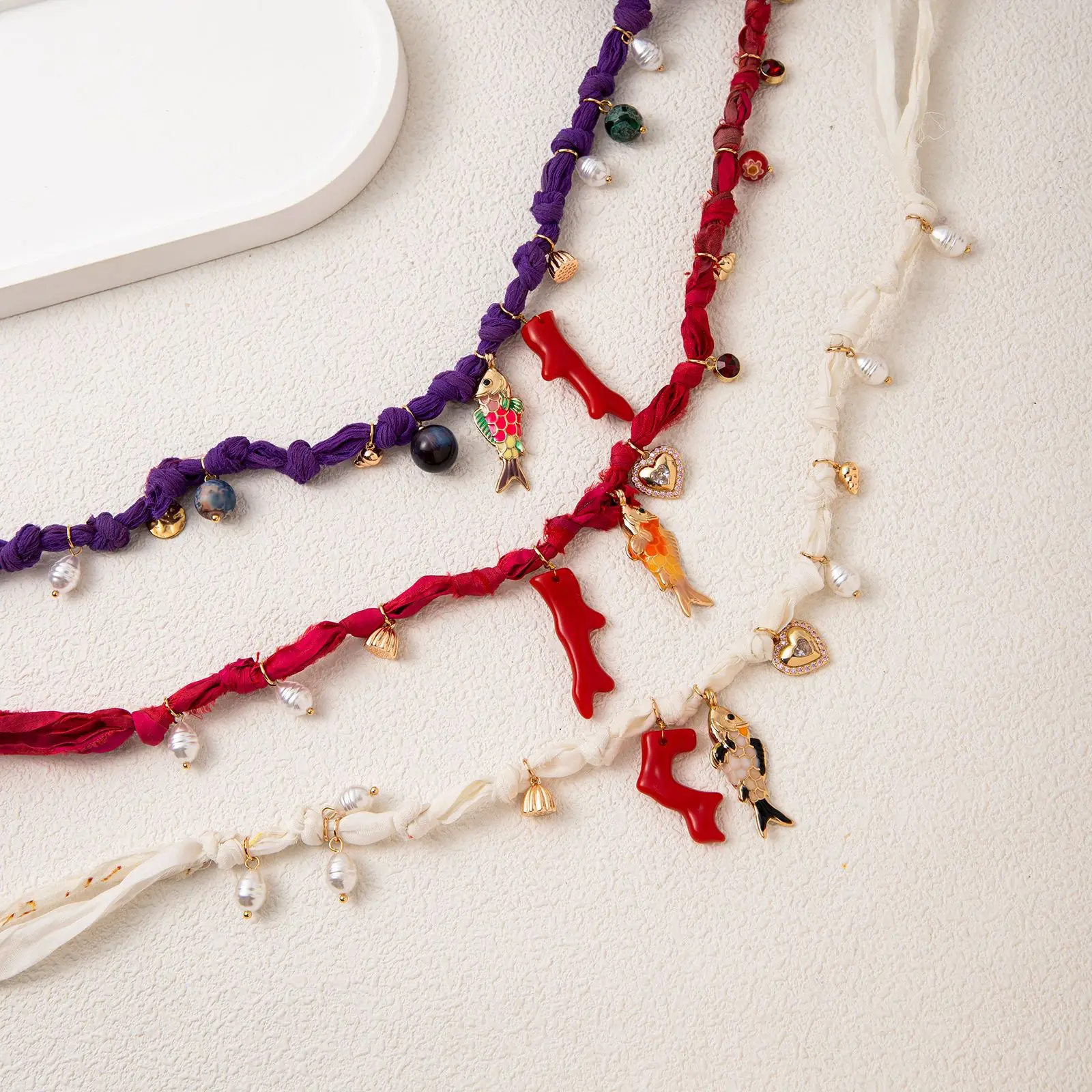 vacation popular necklace rope chain sun starfish small fish DIY necklace electroplated color preservation - Image 2