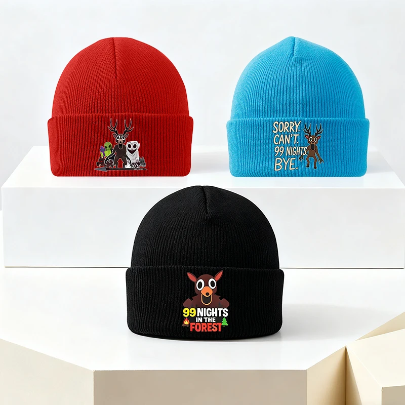 

99 Nights in The Forest Knitted Cap Children Woolen Caps Boy Winter Keep Warm Casual Hats Game Theme Female Cold Hat Xmas Gift