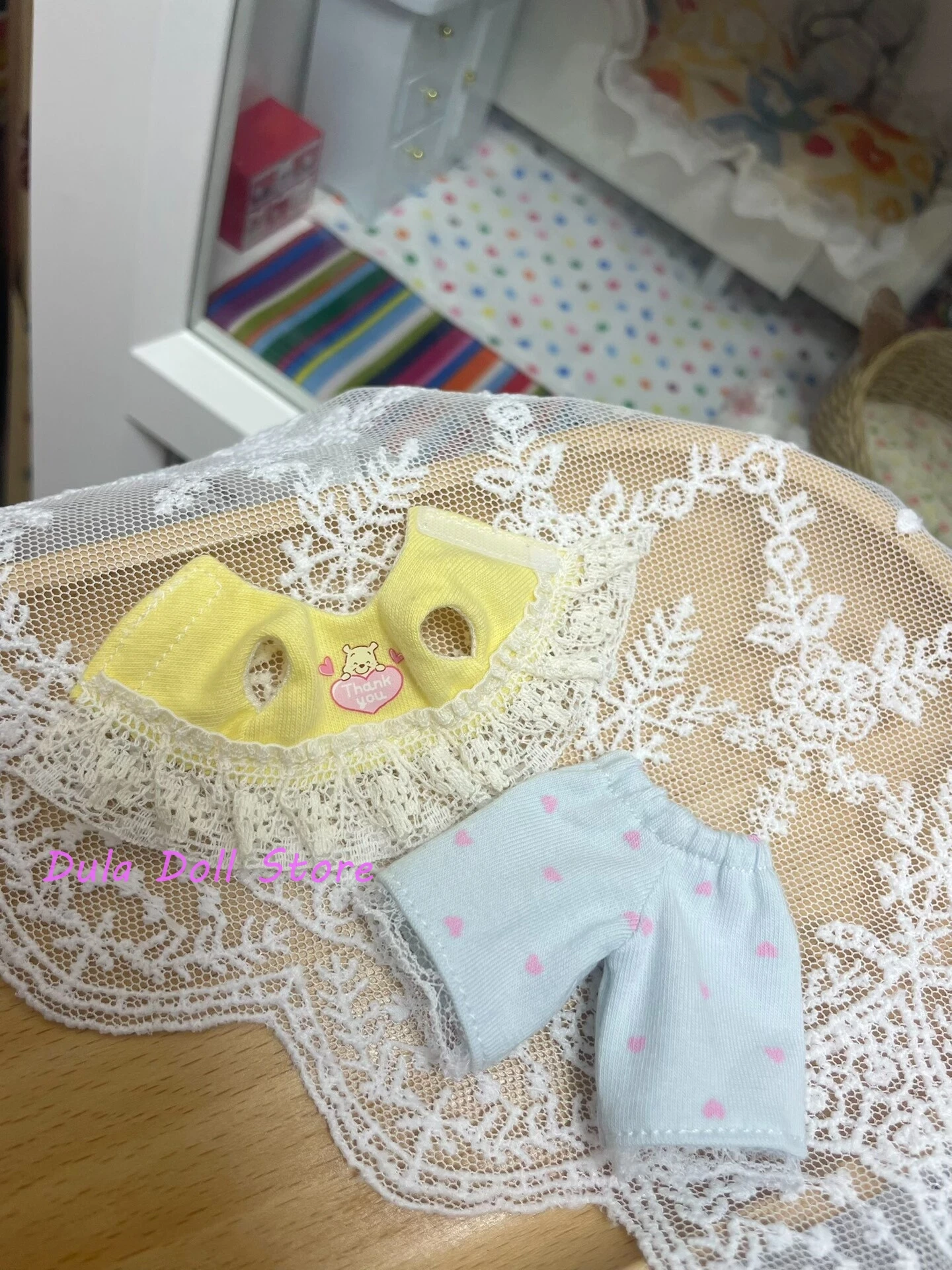 2026 Dula Doll Clothes Sleeveless top with lace and wide leg pants for ob11 GSC Doll 1/12 doll - Detail 1