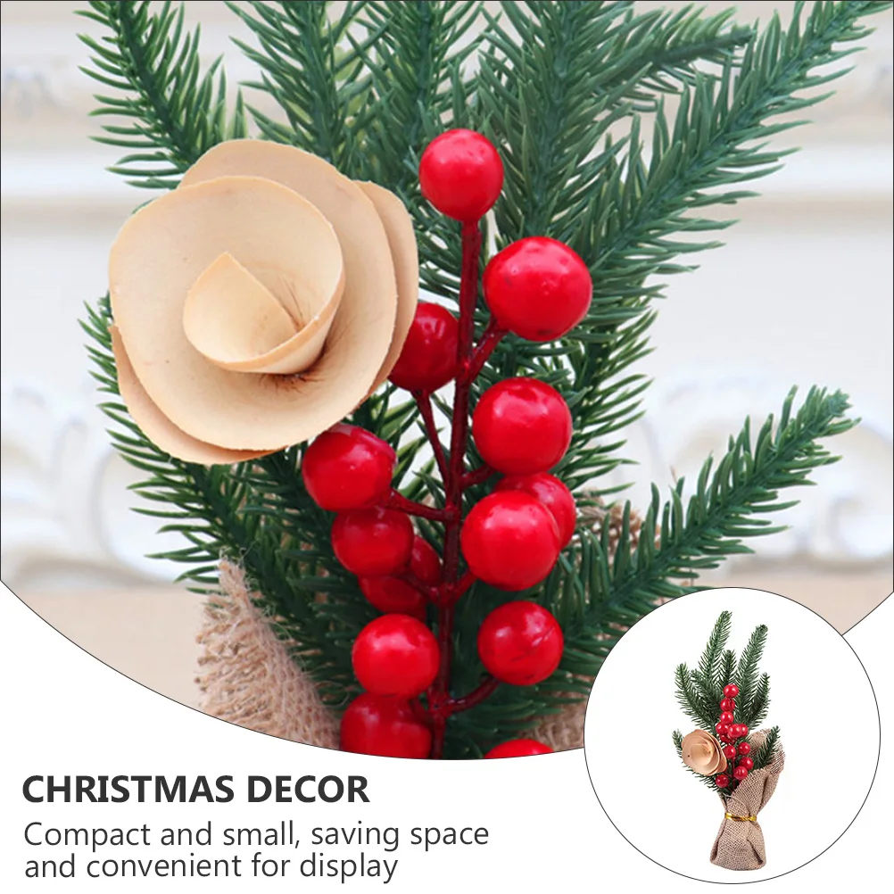 

3 Pcs Christmas Tree Ornaments Decor Small Desktop Decorations Wooden Artificial