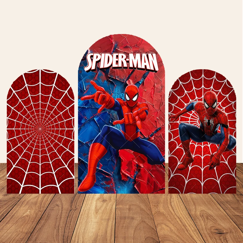 Arche de fond Spider-Man super-héros pour fête d'anniversaire enfant garçon, bannière en polyester pour photographie et accessoires photo