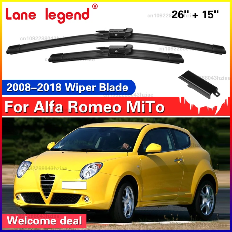 Front Wischer Klingen Set Für Alfa Romeo MiTo 2008 - 2018 Fenster Windschutzscheibe Windschutz Pinsel Auto Zubehör Cutter 26 "+ 15"
