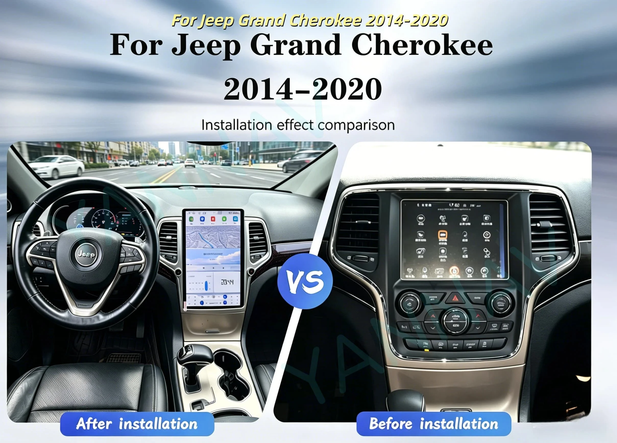 8GB+256GB For Jeep Grand Cherokee 2014-2020 GPS Bluetooth Tesla Style Screen Audio DSP 2 Din Car Radio Multimedia Player Stereo view 5