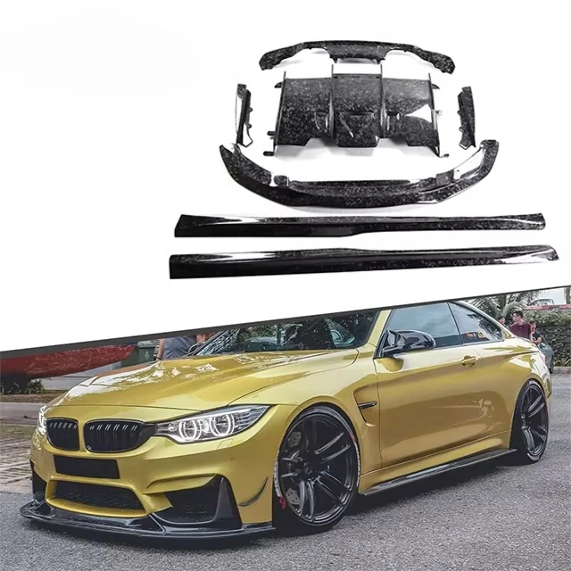 For BMW M3 F80 M4 F82 Upgrade PSM Carbon Fiber Body Kit with Front Lip Side Skirt Spoiler Diffuser