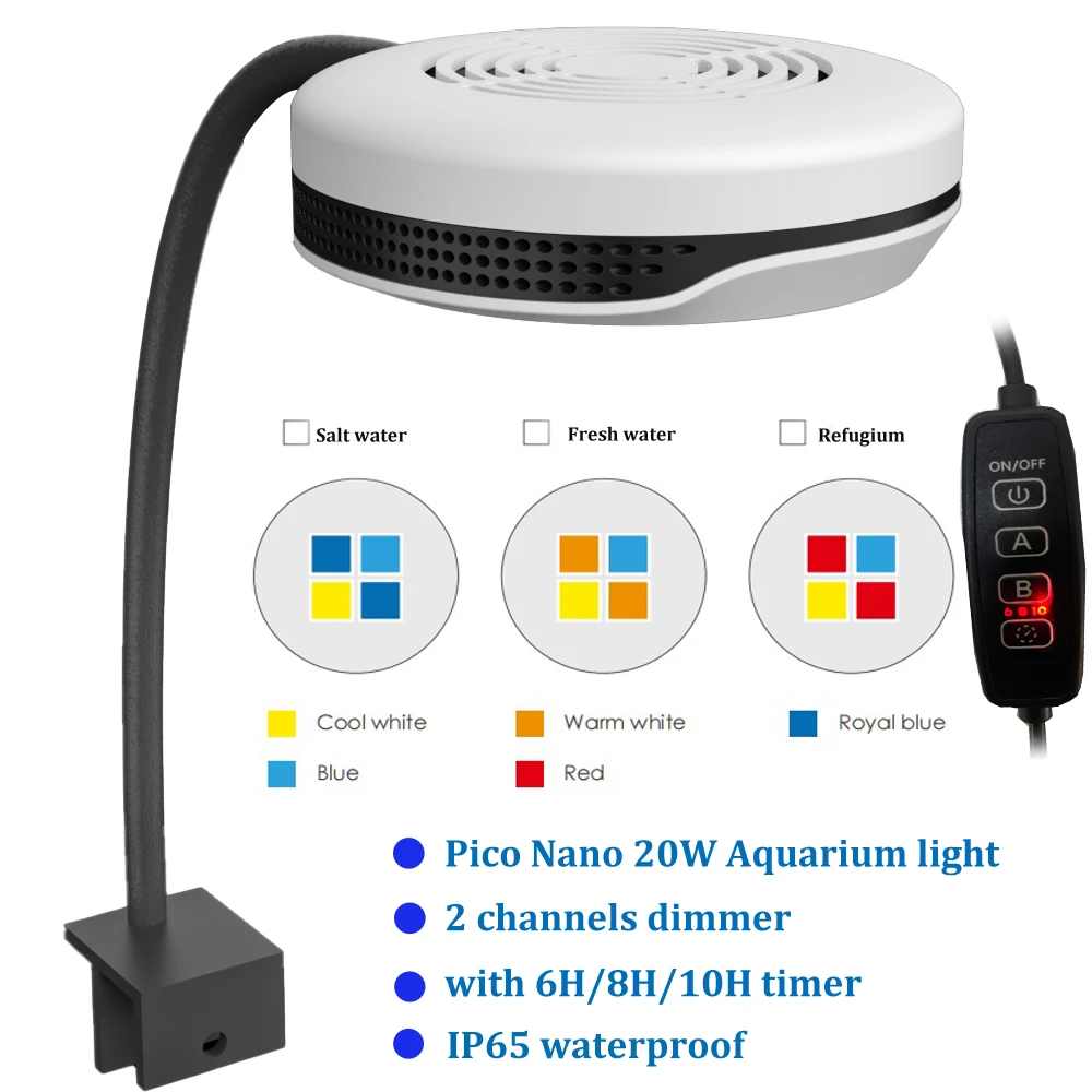 Clip on 20W LED Aquarium Light Spectra Nano SP20 Aquarium Light Full Spectrum fish tank mini light salt fresh refugium