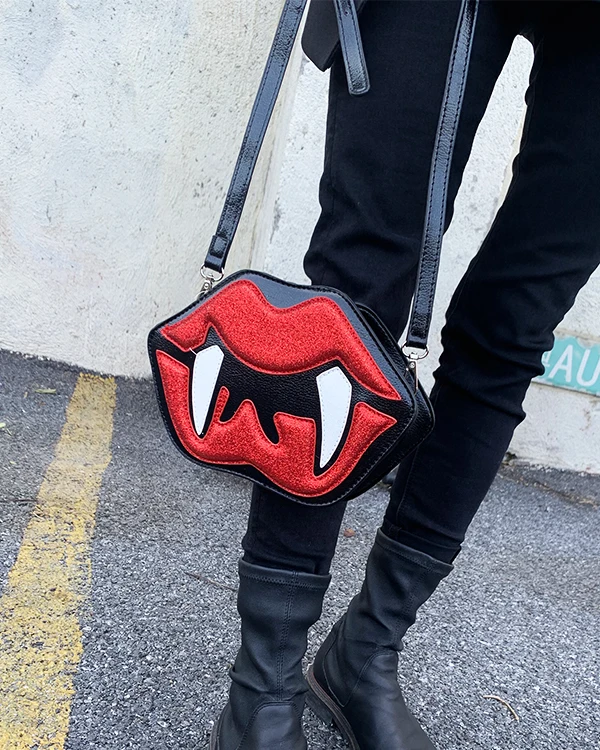 Imagem -04 - Gothic Devils Teeth Design Clutch para Mulheres Bolsas Bolsas para Meninas Escuras Bolsa Crossbody Feminina Cosplay de Halloween