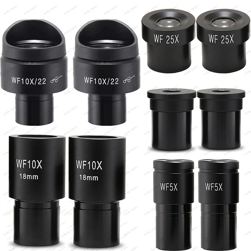 2PCS WF5X WF10X WF15X WF16X WF20X WF25X Wide Field Eyepiece For Biological Microscope Optical Glass Lens 23.2MM Interface Size