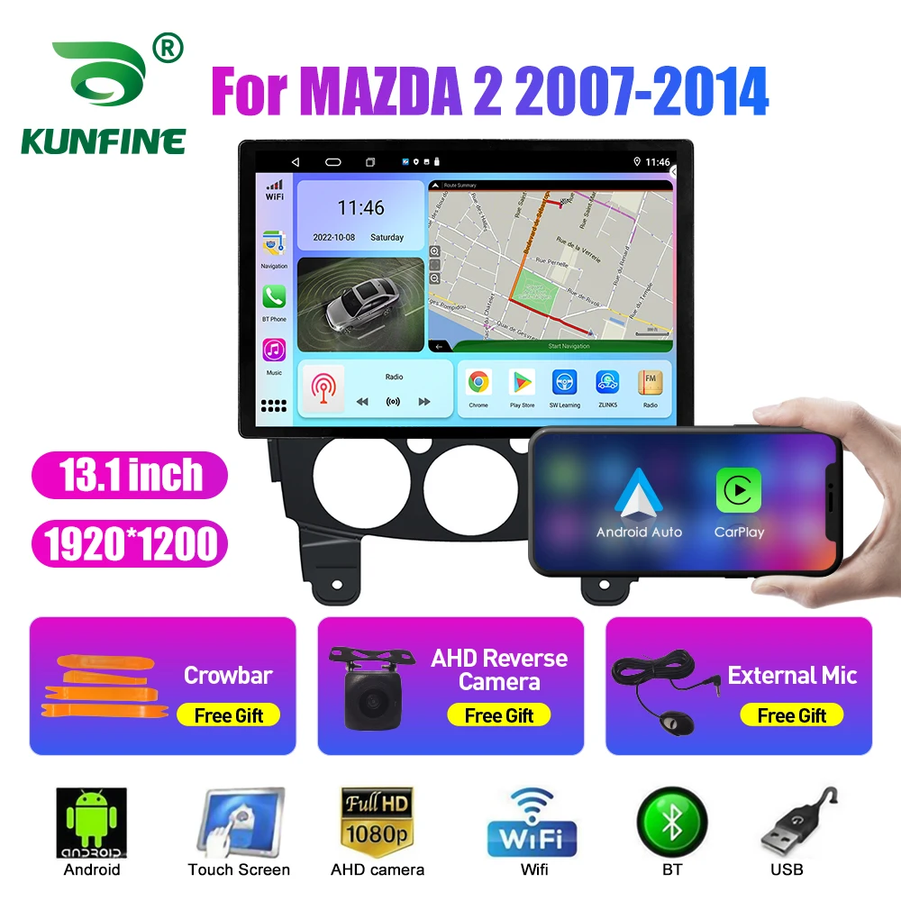

13,1-дюймовый автомобильный радиоприемник для MAZDA 2 2007-2014, автомобильный DVD, GPS-навигация, стерео Carplay 2 Din, центральная мультимедиа, Android Auto