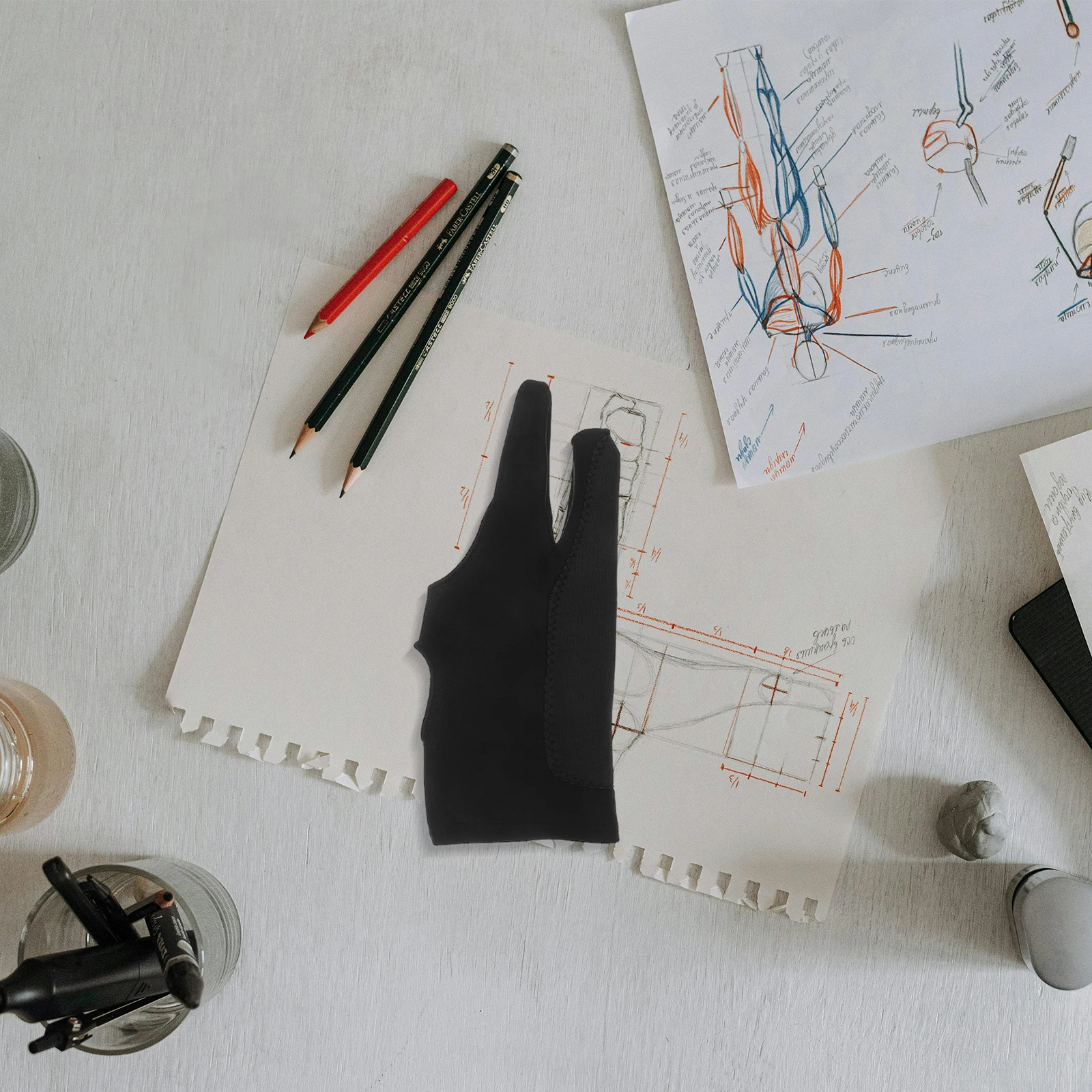 

Painting Gloves Anti-accidental Touch Drawing Tablet Artist for with Two Fingers High Elasticity Miss