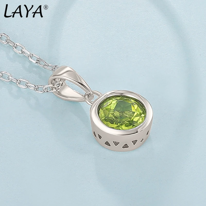 LAYA 925 Sterling Silver Natural Amethyst Bezel Setting Pendant Necklace For Women Original Fashion Jewelry 2025 Trend