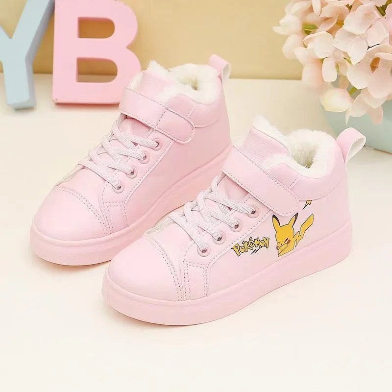 

drop shipping 2025 new spring winter Pikachu hello kitty white pink big children canvas shoes warm student shoes for women