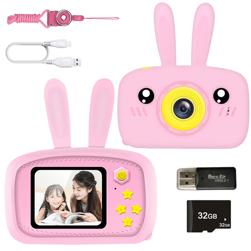 

New Mini Cartoon Rabbit Camera 2 Inch HD Screen Educational Children Toys Portable Video Digital Camera SLR Camera For Kid Gifts