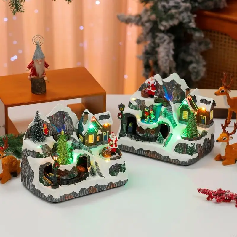 Lighted Christmas Collection Figurine Ornament Animated Musical Christmas Gingerbreads Village Houses with Figure/Tree 