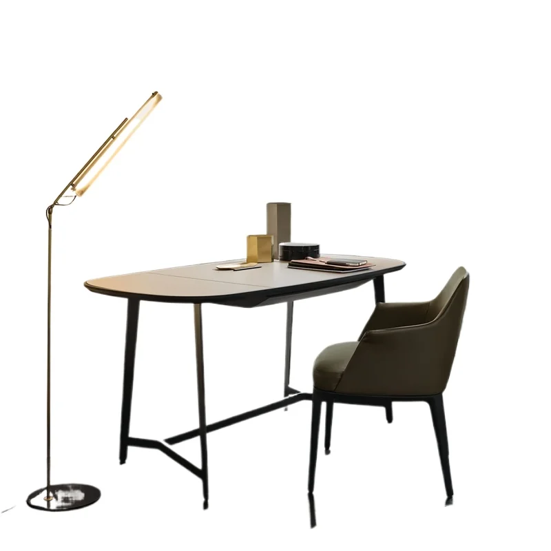 

Новый простой кожаный компьютерный кабинет из нержавеющей стали, современный стол